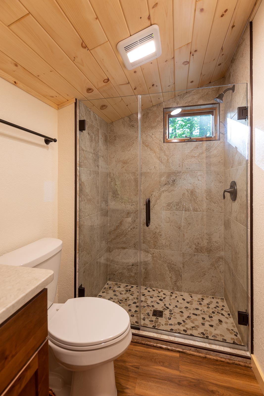 Spruce cabin bathroom shower