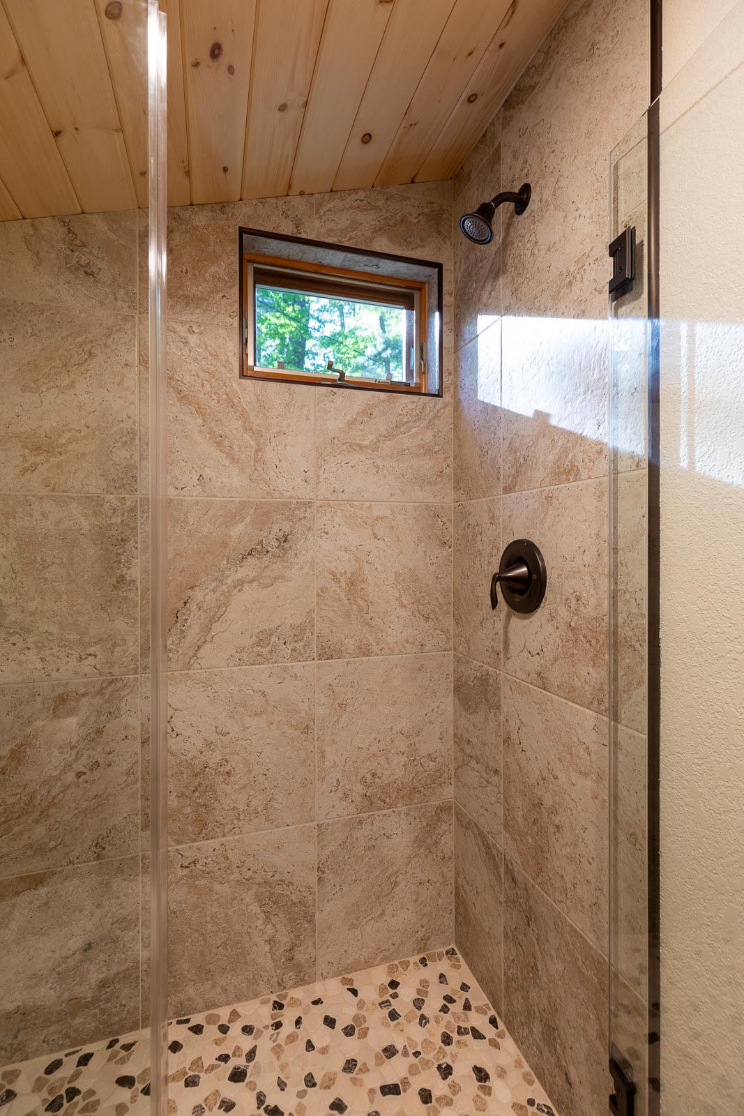 Spruce cabin shower