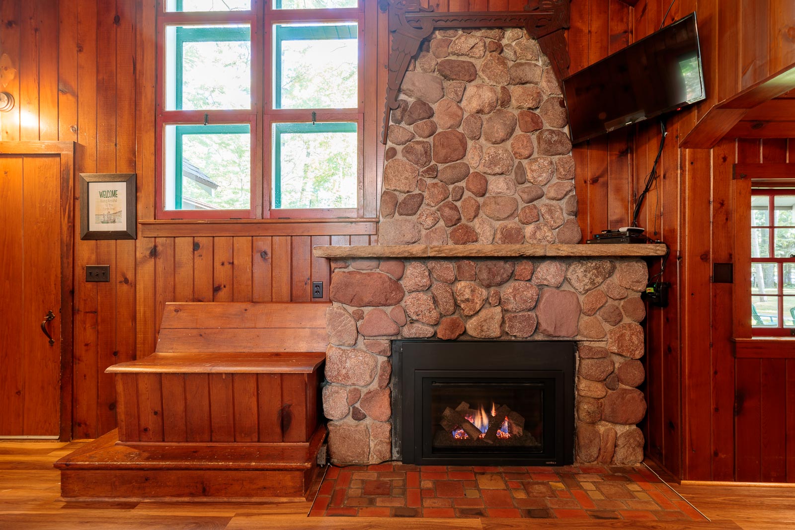 Swiss cabin fireplace